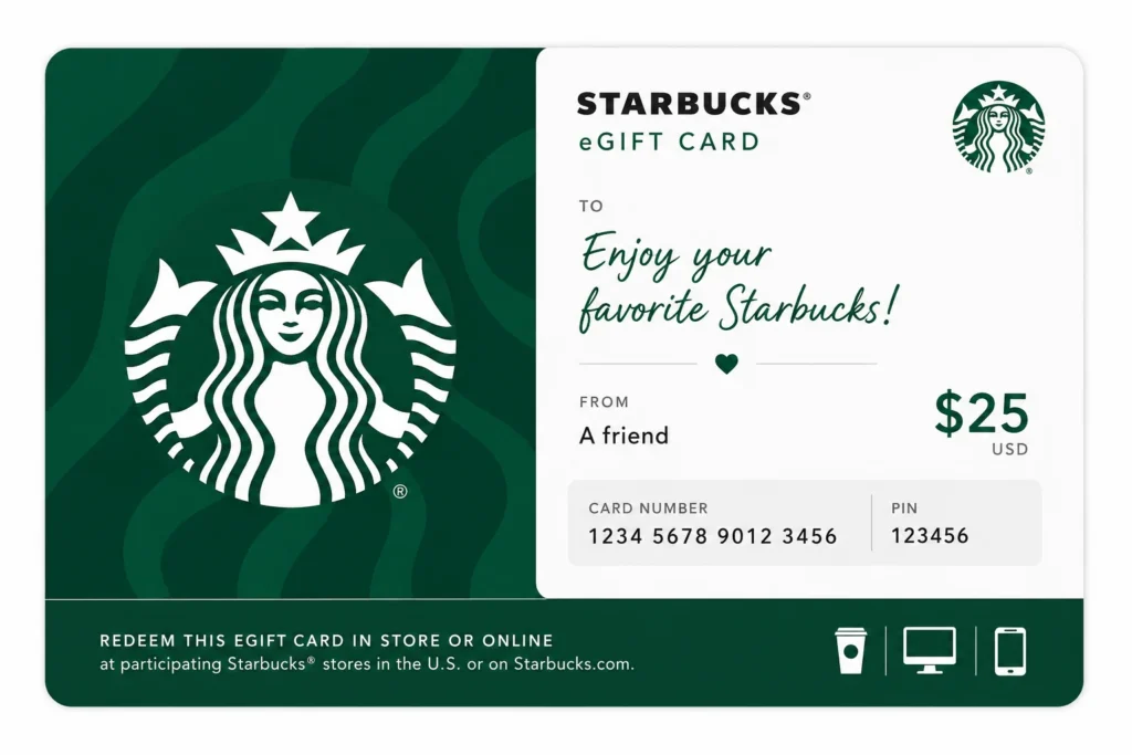 Security code on Starbucks gift card