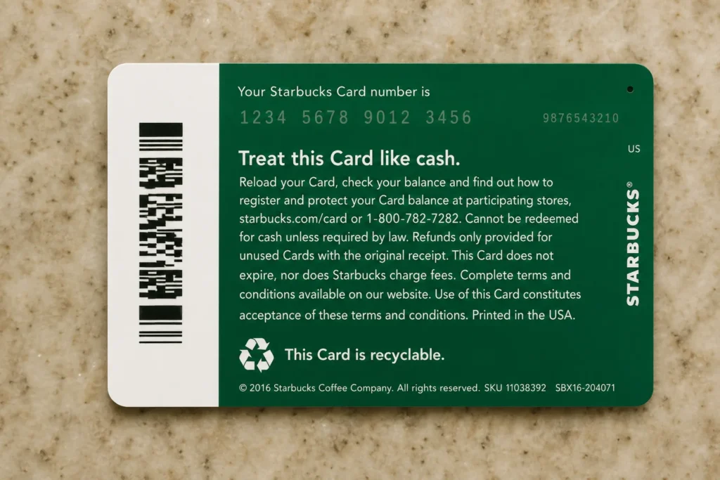 starbucks security code