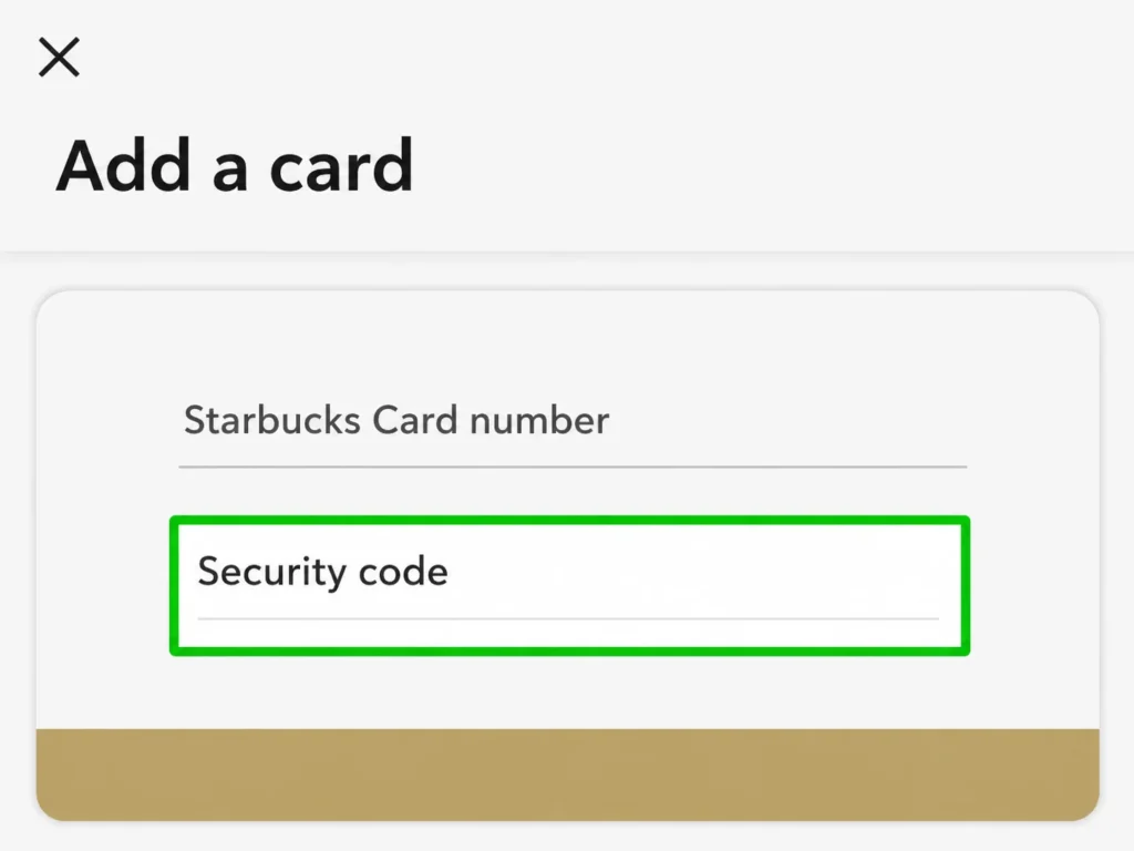 Starbucks gift card security code